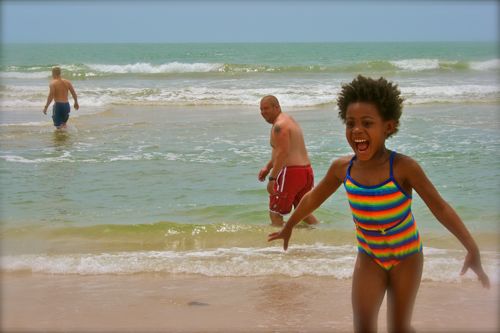 Excited at the beach