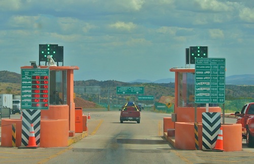 Toll booth driving mexico